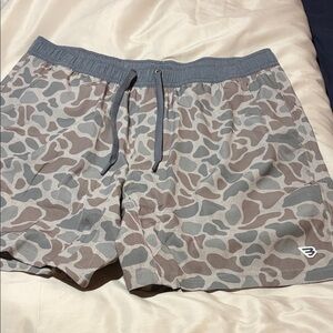 BURLEBO Men's Camouflage Drawstring Shorts - Gray & Brown